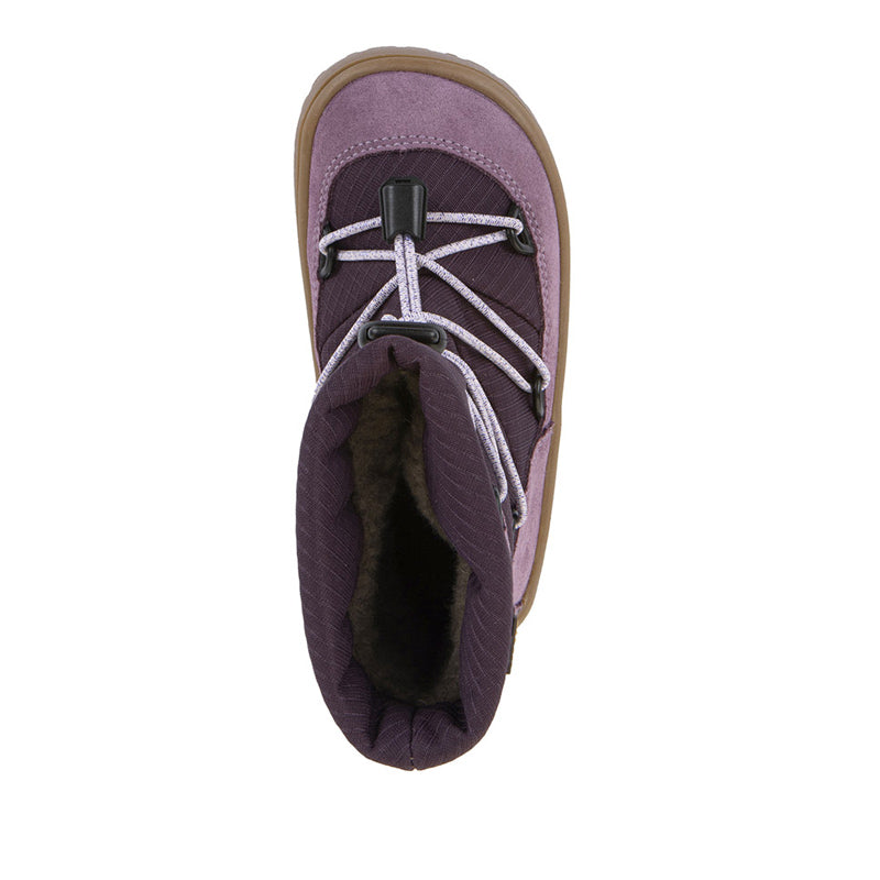 Froddo Kids Barefoot Tex Track Wool Waterproof Boot - Grape Wine, top view.