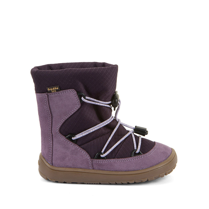 Froddo Kids Barefoot Tex Track Wool Waterproof Boot - Grape Wine, outer side view.