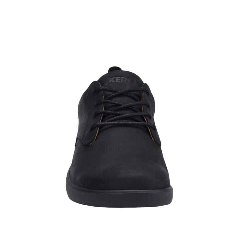 Xero Men's Leather Shoe Glenn - Black, front view.