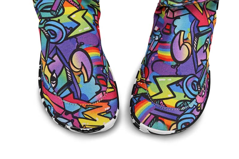 Pair of PaperKrane Kids Shoes - Graffiti, top view showing toe box.
