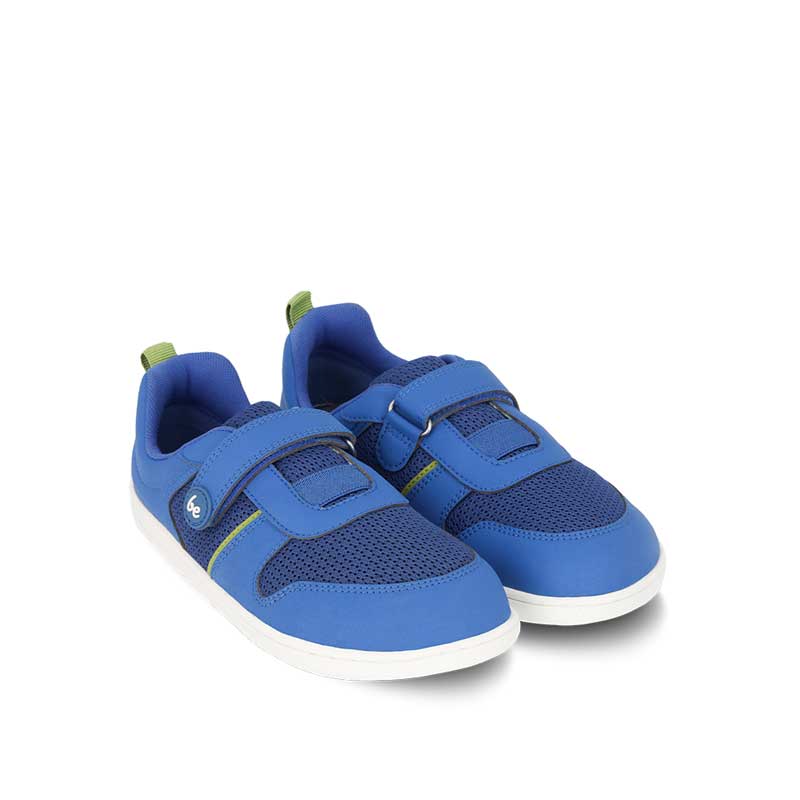 Pair of Be Lenka Kids Trainers Glade - Blue and Green, angled side view
