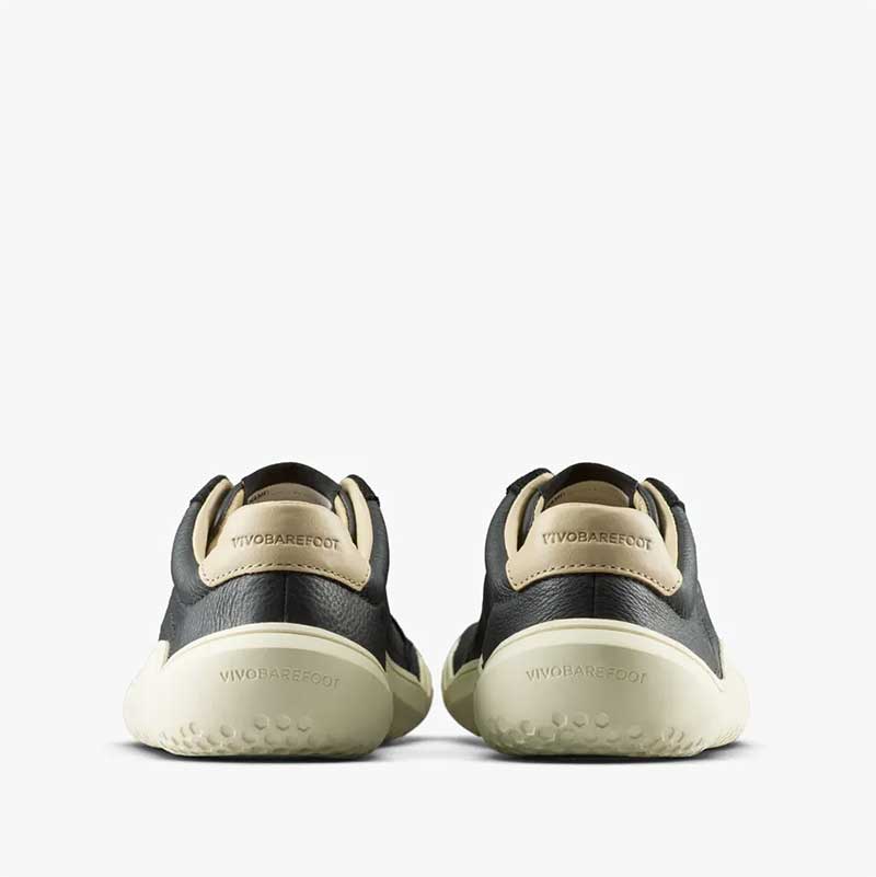 Pair of Vivobarefoot Junior Trainers Gobi - Obsidian, rear view.