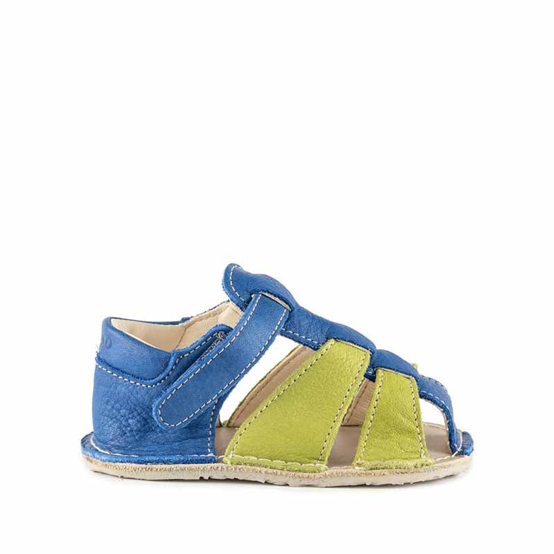 Zeazoo Kids Sandals Goby Vegetable Tanned Leather - Blue and Lime
