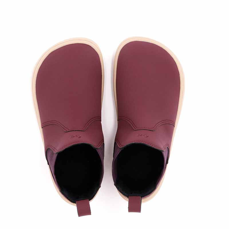 Pair of Be Lenka Kids Boots Halla - Burgundy, top view.