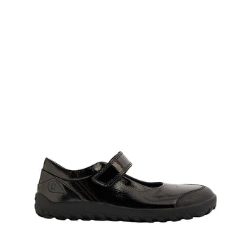 Bobux Alpha Hula Patent School Shoe - Black, outer side view.
