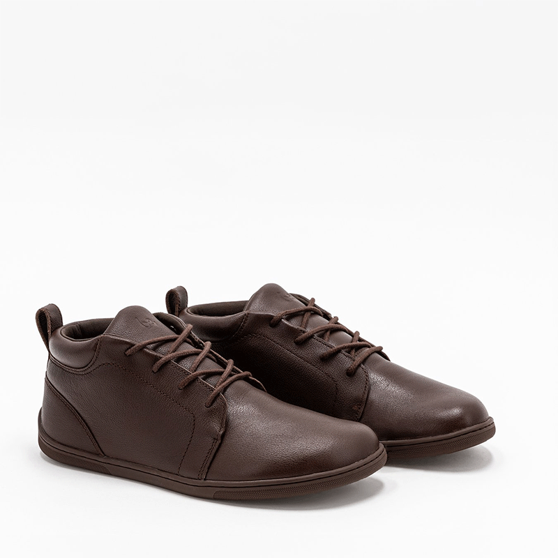 Pair of Be Lenka Adults Boots Icono - Chocolate, angled view showing outer side and front.