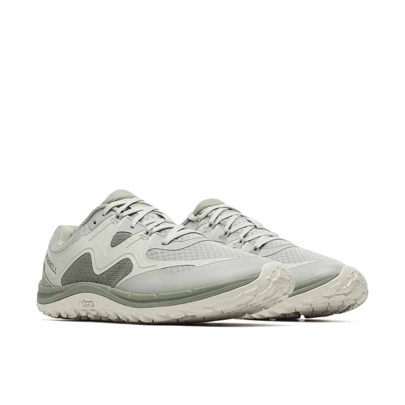 Pair of Merrell Men's Trail Glove 8 Trainers - Oolong, angled view showing outer side and front.