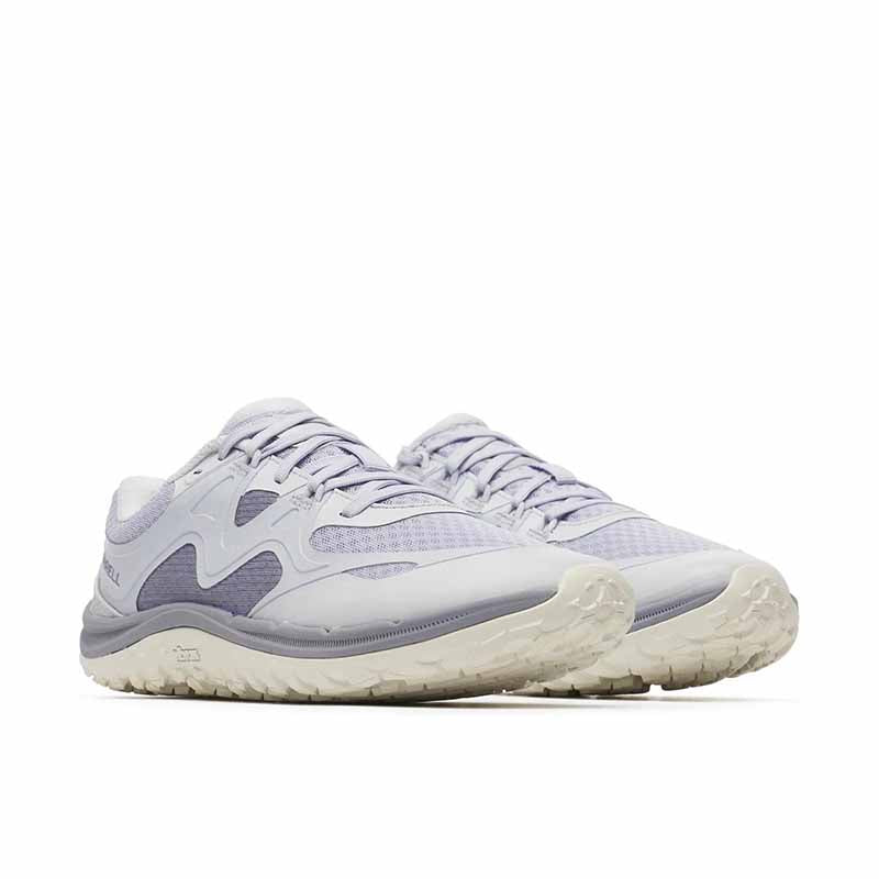 Pair of Merrell Women's Trail Glove 8 Trainers - Casper, angled view showing outer side and front.