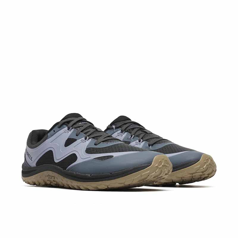 Pair of Merrell Men's Trail Glove 8 Trainers - Comet, angled view showing outer side and front.