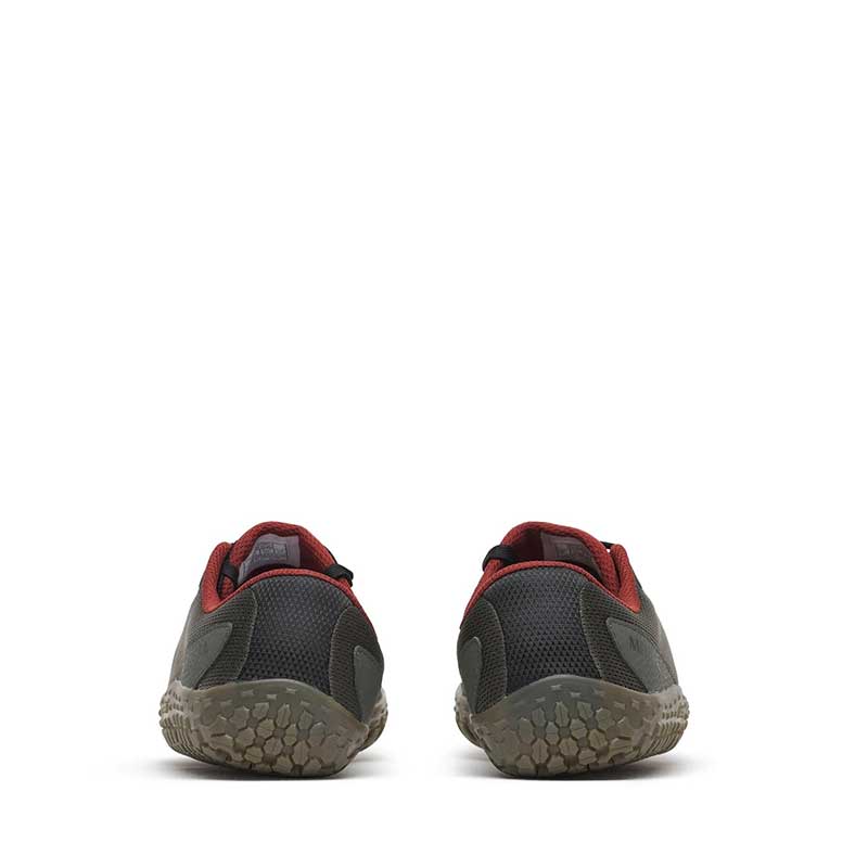 Pair of Merrell Men's Vapor Glove 7 Trainers - Beluga, rear view.