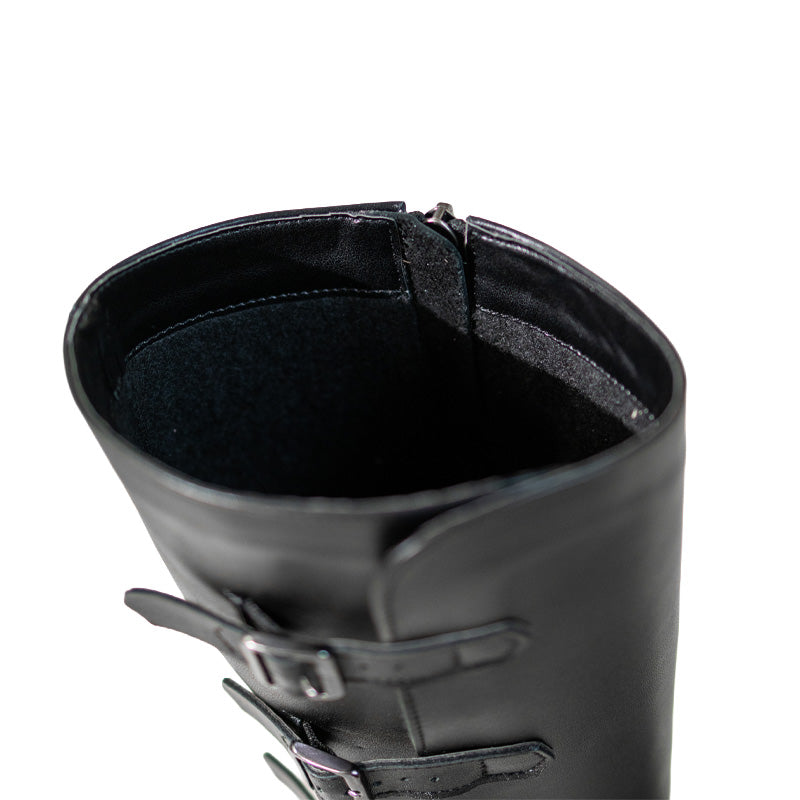 Peerko Women's Boot Joana - Black, close up of top of boot.