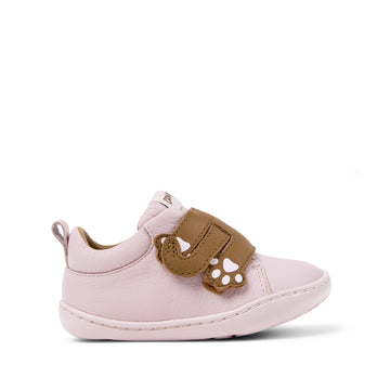 Camper Kids Peu First Walker Shoe - Pink Cat, outer side view.
