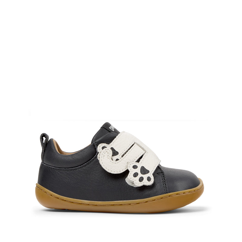 Camper Kids Peu First Walker Shoe - Black Cat, outer side view.