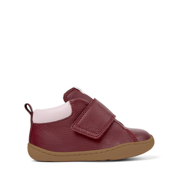 Camper Kids First Walker Peu Leather Ankle Boot - Burgundy, outer side view.