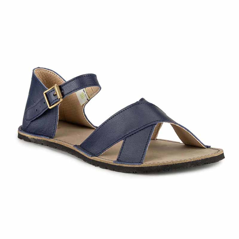 Zeazoo Women's Vegan Sandal Symphony - Blue, angled view showing outer side and front.