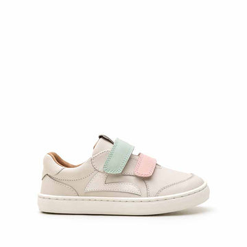 Tip Toey Joey Kids Trainer Landy - Mint and Pink, outer side view.