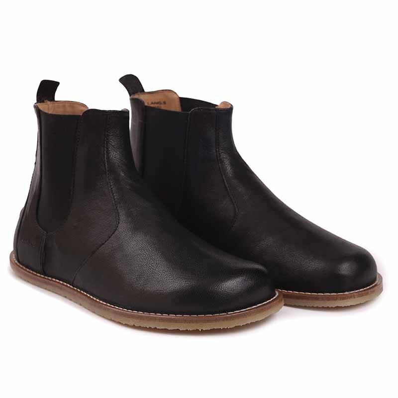 Pair of Tikki Lang.S Women's Chelsea Boots Luna - Nero, angled view showing outer side and front.