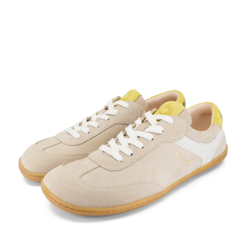 Pair of Mukishoes Trainers Lyra - Pandora, angled view showing outer side and front.