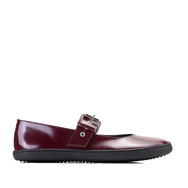 Shapen Women's Mary Jane Coco Ballerina Shoe - Bordeaux, outer side view.
