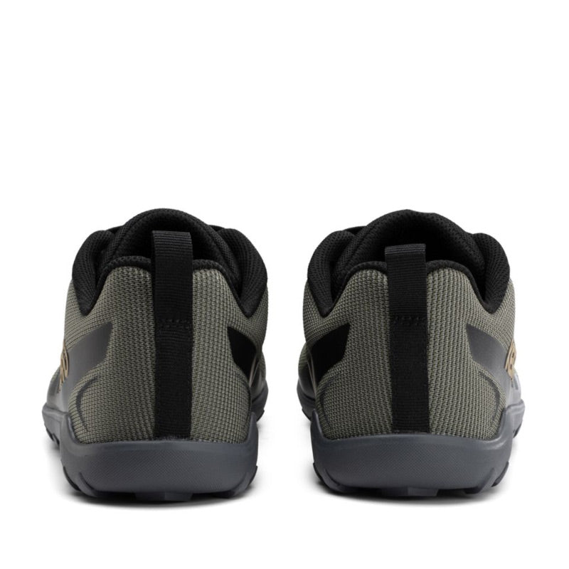 Pair of Xero Men's Trail Shoes Mesa Summit - Army Green, rear view.