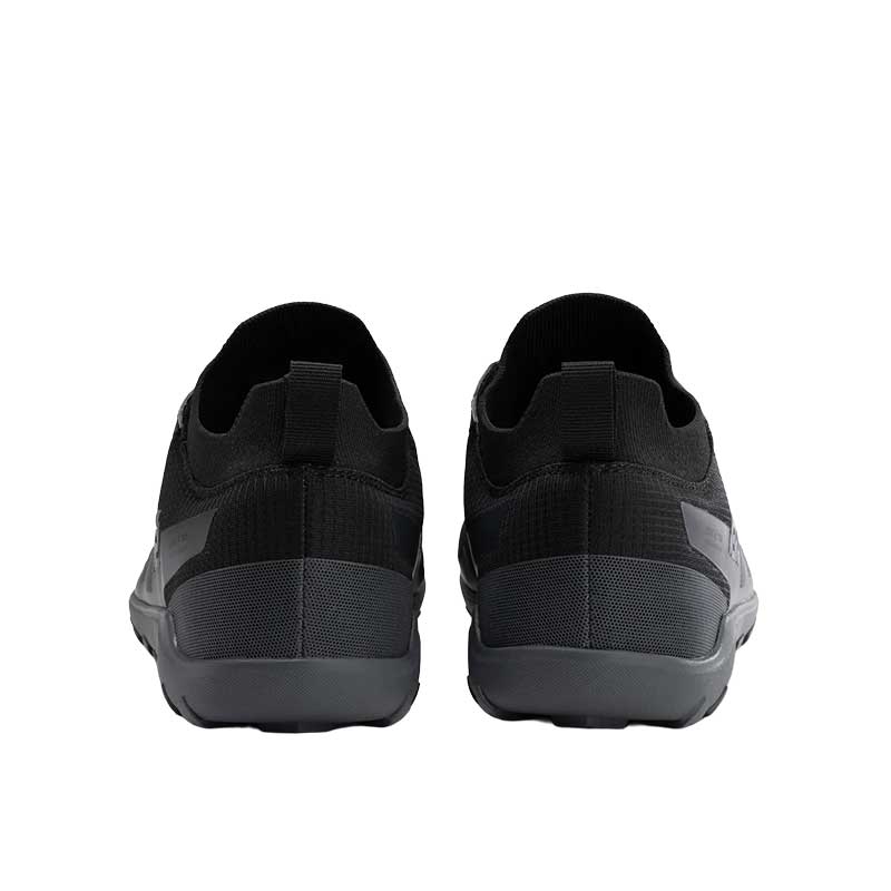 Pair of Xero Men's Waterproof Trail Shoes Mesa Summit - Black, rear view.
