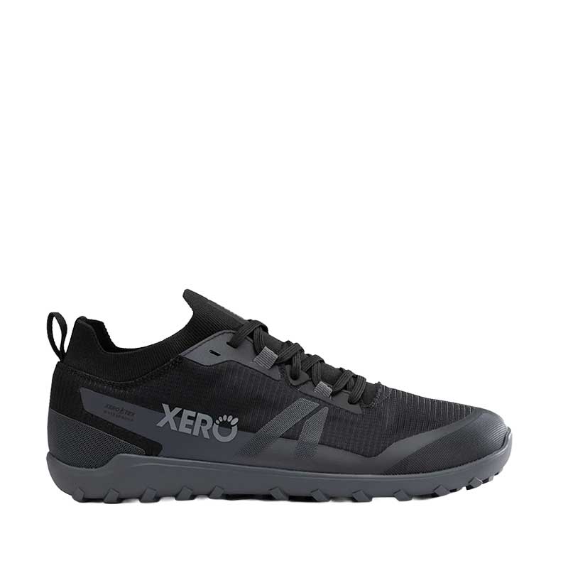 Xero Men's Waterproof Trail Shoe Mesa Summit - Black, outer side view.
