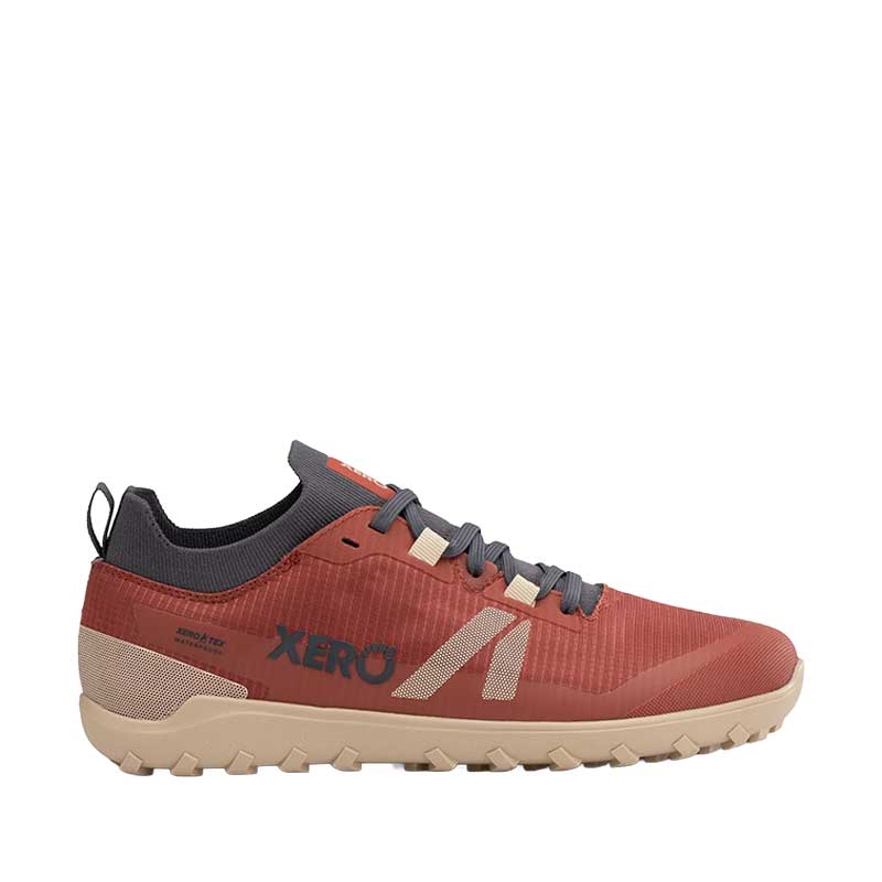 Xero Women's Waterproof Trail Shoe Mesa Summit - Burnt Brick, outer side view.