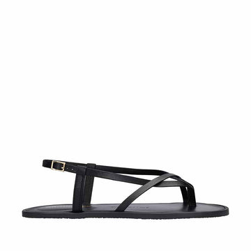 Groundies Adults Maya Sandal - Black, outer side view.