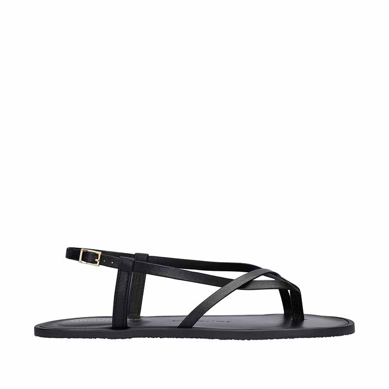 Groundies Adults Maya Sandal - Black, outer side view.