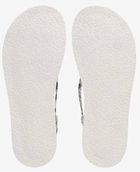 Pair of Groundies Adults Maya Sandals - Snake, sole view.