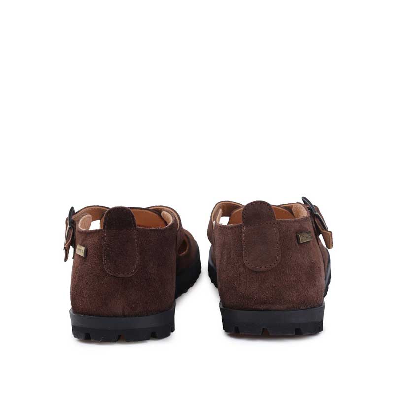 Pair of Tikki Lang.S Women's Shoe Mira - Brown, rear view.