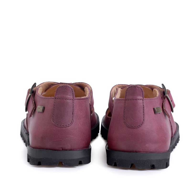 Pair of Tikki Lang.S Women's Shoes Mira - Burgundy, rear view.