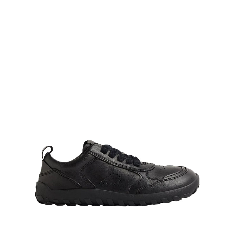 Bobux Alpha Neox School Shoe - Black, outer side view.
