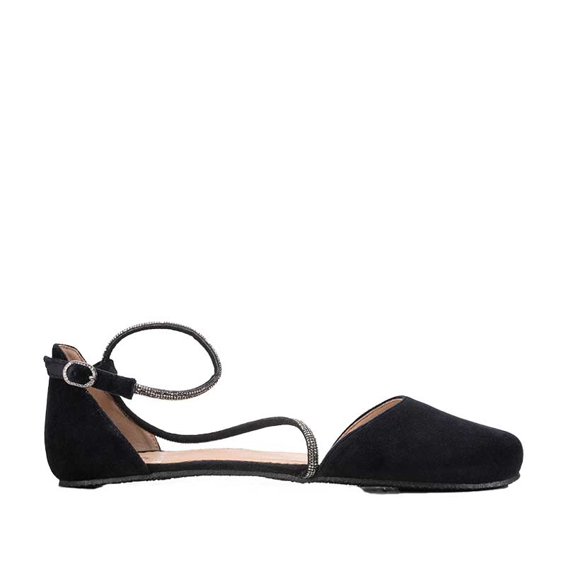 Shapen Women's Orchid Glamour Sandal - Black Velvet, outer side view.