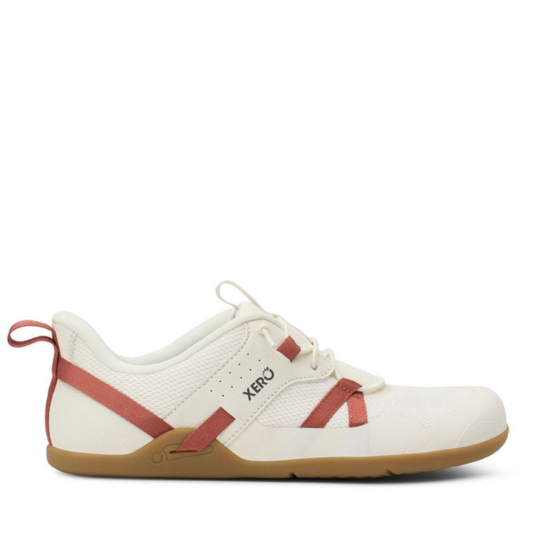 Xero Women's Athletic Shoe Prio Coast - Egret/Burnt Brick, outer side view.