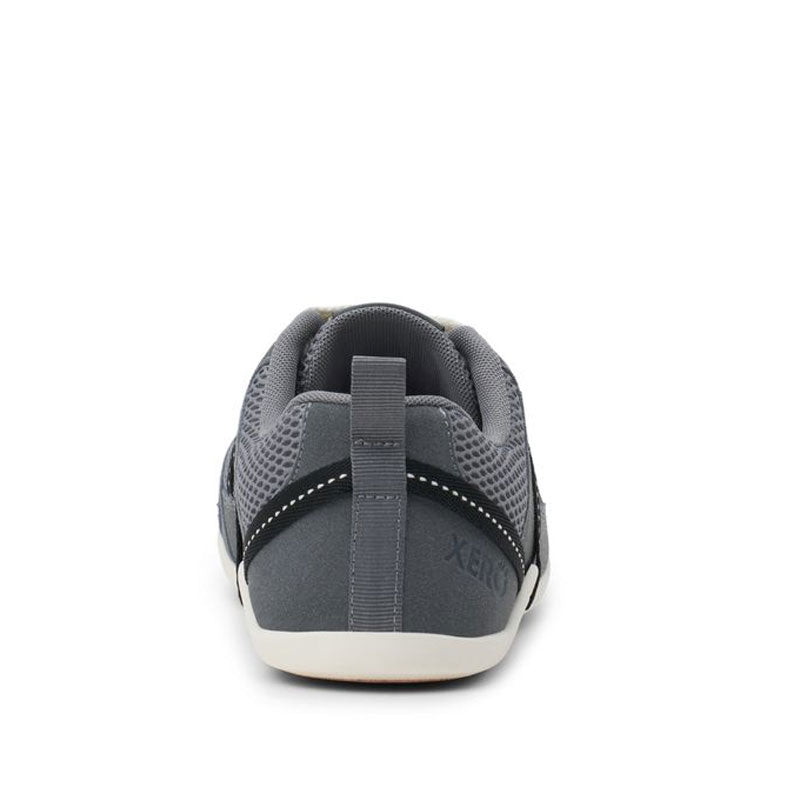 Xero Women's Athletic Shoe Prio - Grey/Pink Sand, rear view.