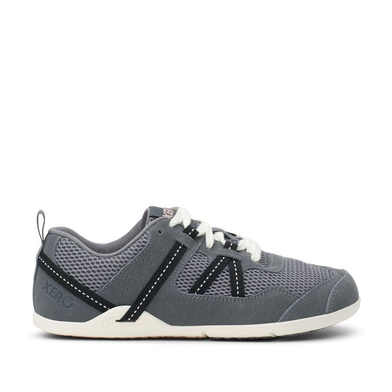 Xero Women's Athletic Shoe Prio - Grey/Pink Sand, outer side view.