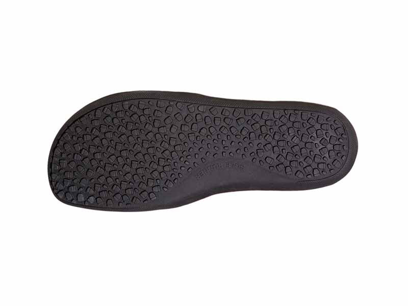 Sole Runner Kids Puck 2 Leather Trainer - Black, sole view.