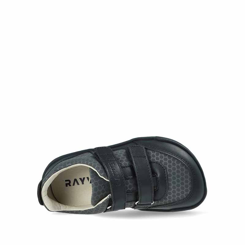 Rayve Kids Trainer Catbourne - Black, top view.