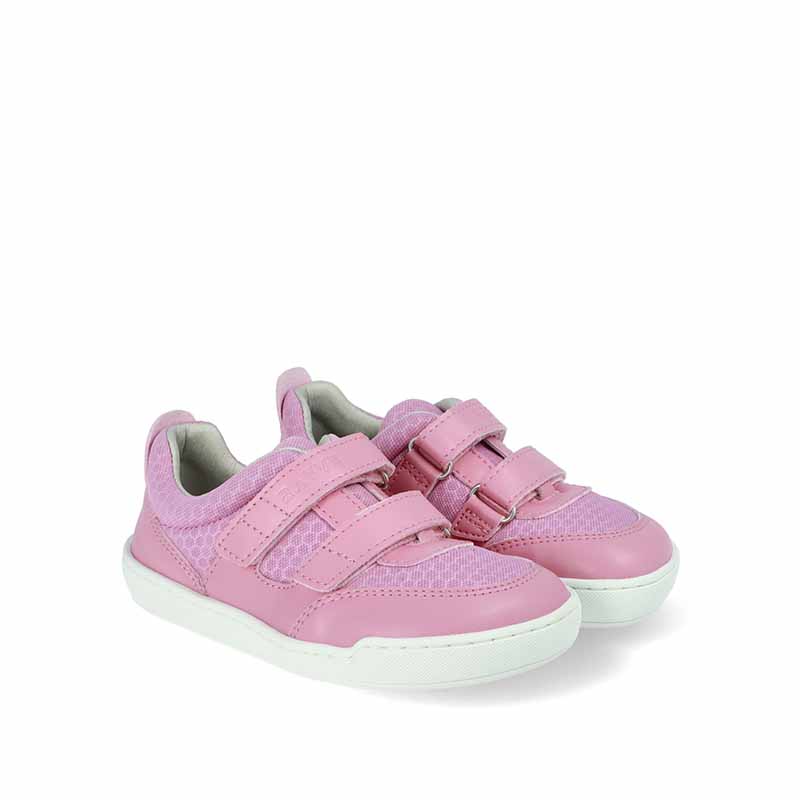 Pair of Rayve Kids Trainers Catbourne - Pink, angled view showing outer side and front