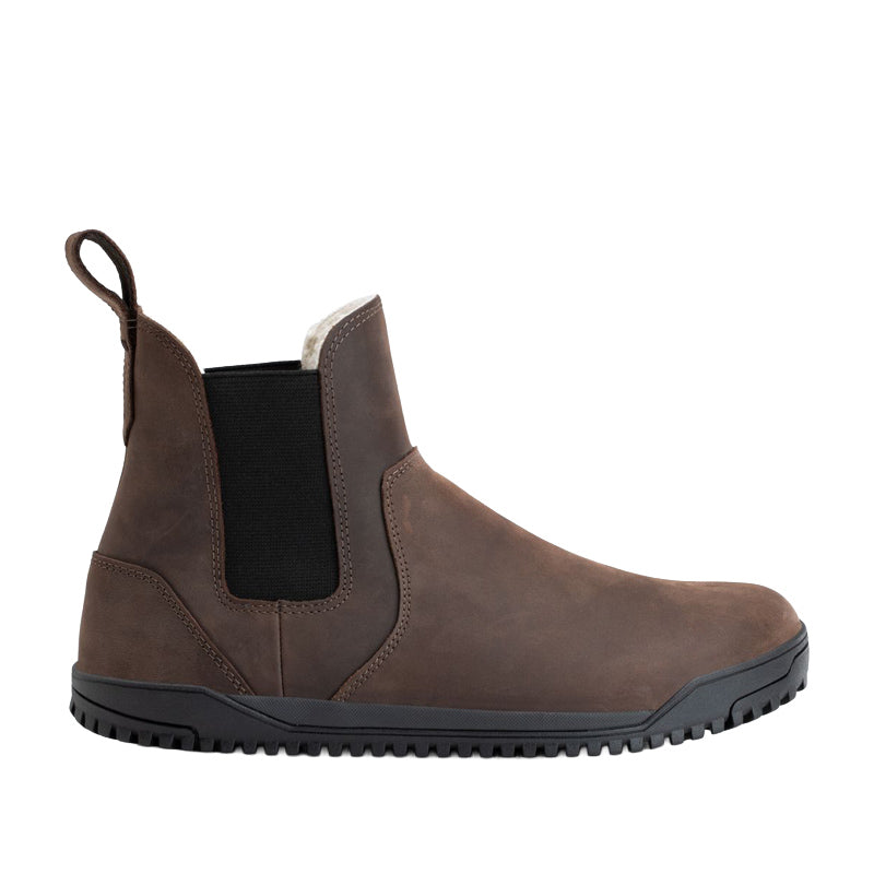 Xero Women's Lined Chelsea Boot Ridgeway - Brown, outer side view.