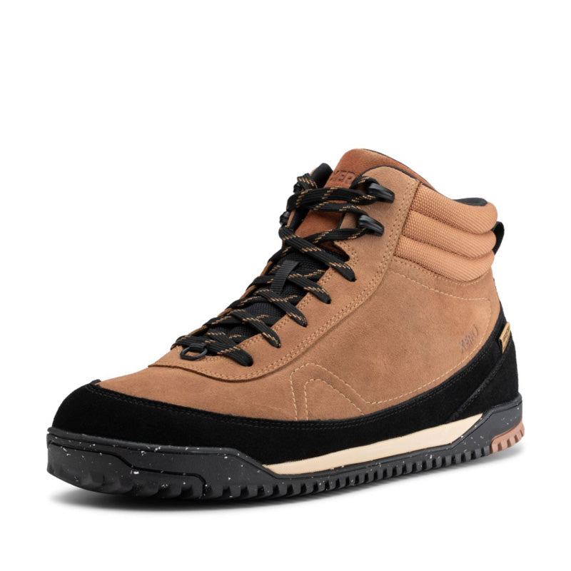 Xero Men's Waterproof Walking Boot Ridgeway Suede - Irish Cream, angled view showing outer side and front.