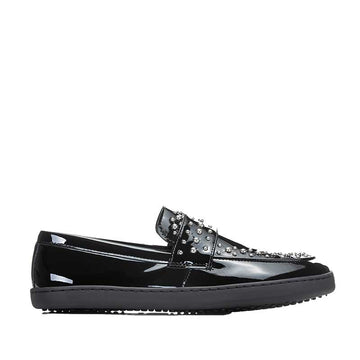 Shapen Women's Sheen Loafer - Black Metallic, outer side view.