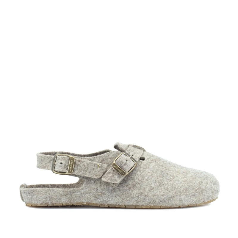 Mukishoes Soca Lana Wool Slipper - Beige, outer side view.
