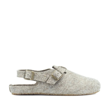 Mukishoes Soca Lana Wool Slipper - Beige, outer side view.