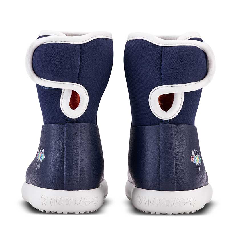 Pair of Muddies Waterproof Splish Boots - Indigo, rear view.