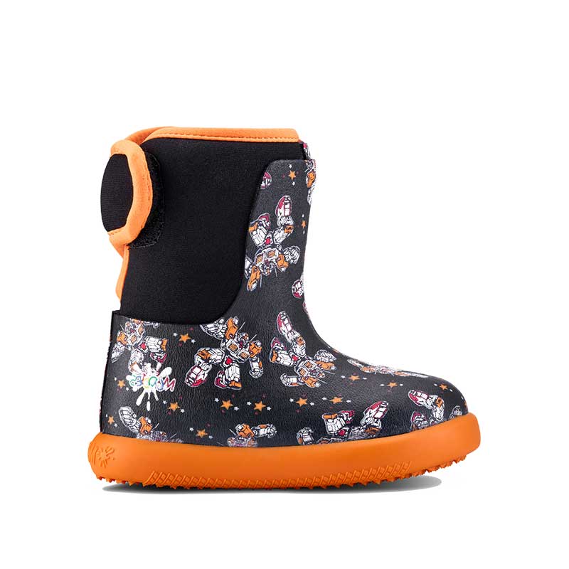 Muddies Waterproof Splish Boot - Transform Orange, outer side view.