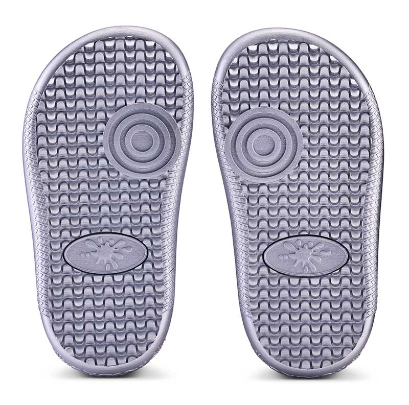 Pair of Muddies Waterproof Splish Boots - Unicorn Purple, sole view.