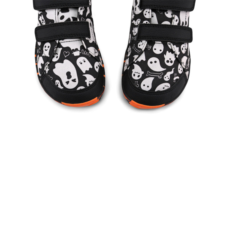 Pair of PaperKrane Kids Lil Shoes - Spooky, top view of toe boxes.