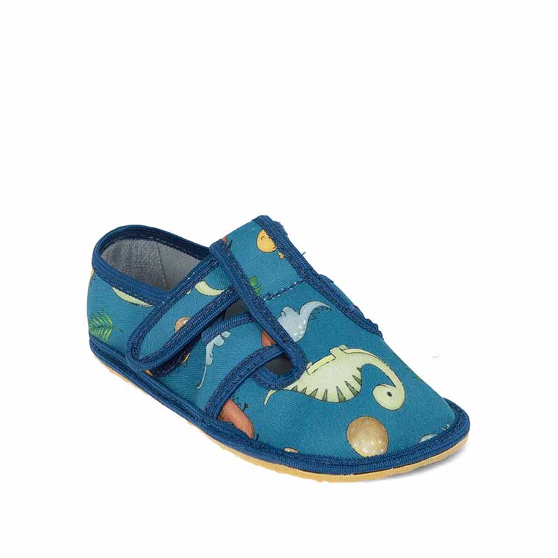 Rayve Kids Slipper - Dino, angled view showing outer side and front.